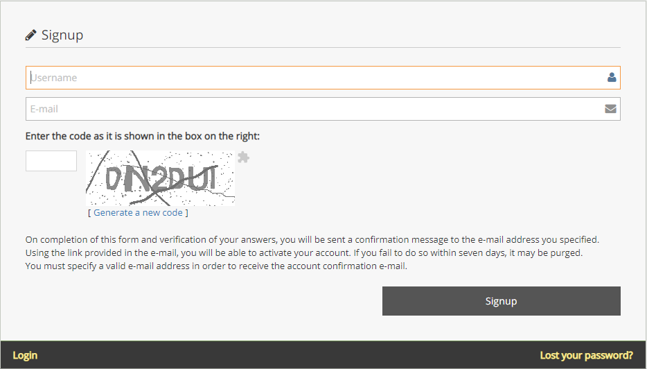 The screen for signing up to issues.intersearch
