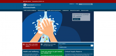 A screenshot of the Queensland Health homepage.